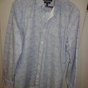 MARC ANTHONY STRETCH SLIM FIT Button Down Shirt L Blue/White Pocket